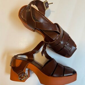 Free People Pacific Platform Fisherman Leather Sandal size 8